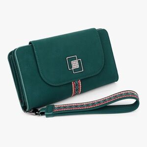 🆕 Leather Wallets for Women, Designer Large RFID Blocking Trifold Wristlet